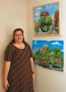 Mary with paintings 9-2009